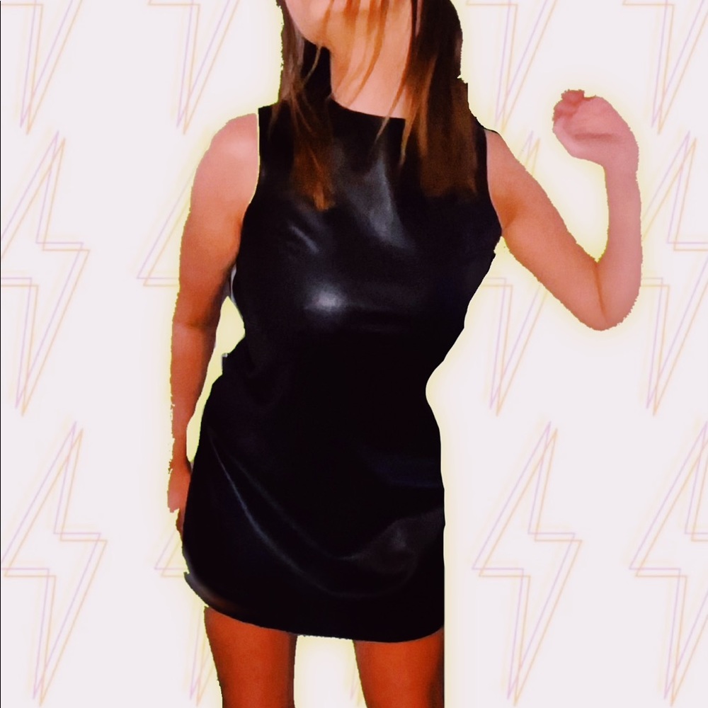 zara faux leather dress